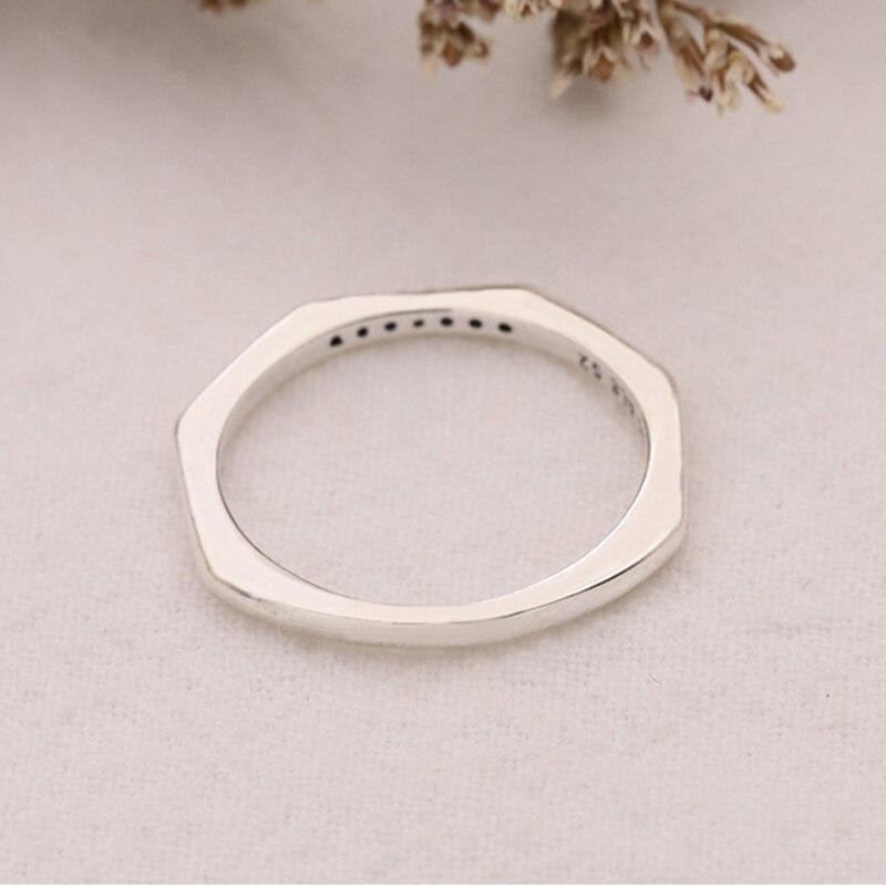 925 Sterling Silver Pan Ring Creative Polygonal Couple Ring For Women Wedding Party Gift Fashion Jewelry