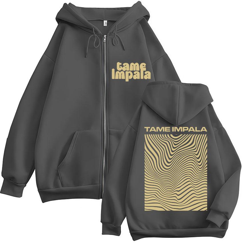Rock Band Tame Impala Bluzy Rozpinane z Kapturem Męskie Damskie Gotyckie Hip Hop Vintage Bluza Polarowa Oversize Codzienne Kurtki Streetwear