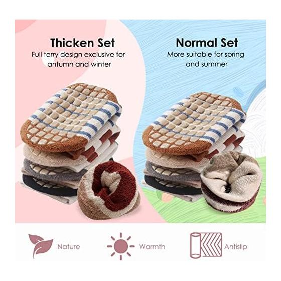 [Simpeak] Baby Socks, Non-Slip Baby Socks, Boys and Girls Socks, Cotton, Breathable, Soft, Spring, Summer, Autumn, Winter, Set of 4
