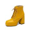 Women's Boots Thick Heel Lace Up Ankle Boots Fashion Waterproof Platform Women's Shoes Autumn Winter New Women High Heels 34-43