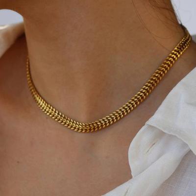 316L Stainless Steel New Fashion High-end  Minimalism Japan Korea Weave Charm Thick Chain Bracelets Necklaces For Women