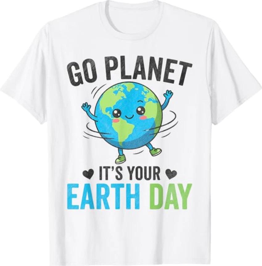 Go Planet Its Your Earth Day 2026 Retro Earth T- Shirt 3XL