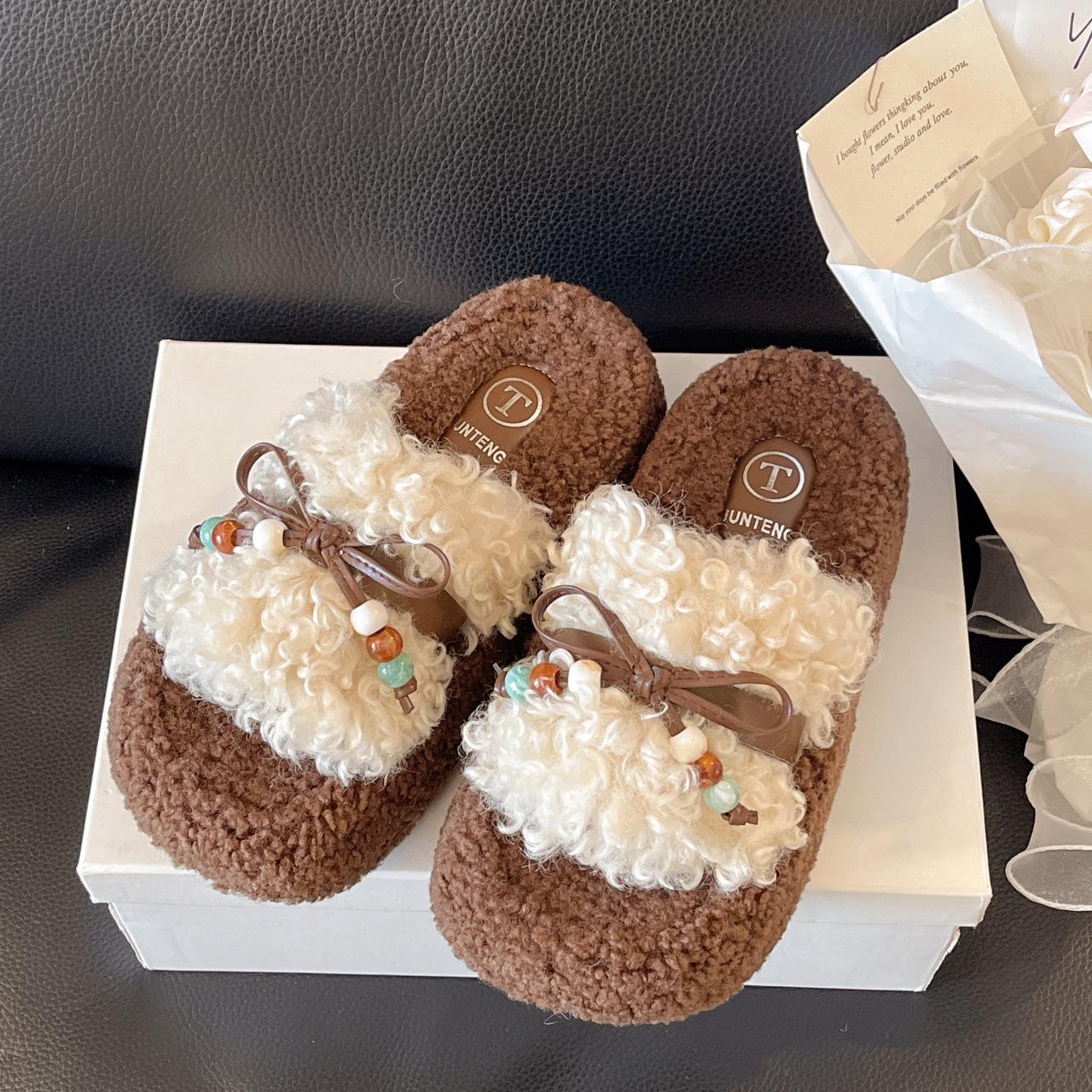 

Thick-soled heightening fluffy shoes for women s 2025 new autumn wear lazy shoes versatile temperament small slippers 35