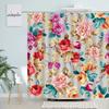 Floral Shower Curtains Pink Red Flowers Leaves Creative Design Printed Fabric Bath Curtain Modern Bathroom Decor Sets with Hooks