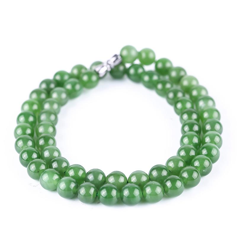 PFT Xinjiang Hetian Jade Necklace, Jade Spinach Green Women s Jade Necklace, Sweater Chain Gift About 44cm