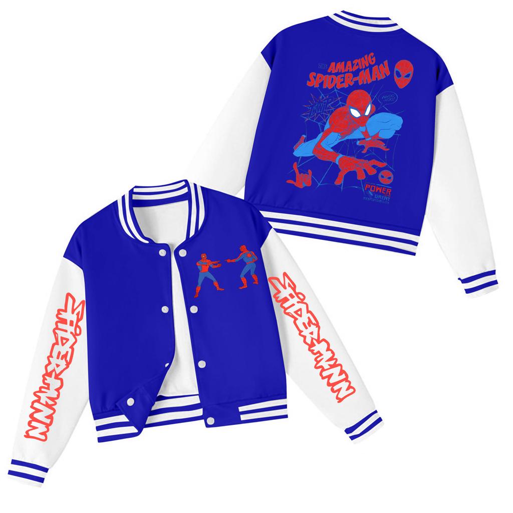 Kids Fashion Baseball Jacket Round Neck Color Casual Outerwear for Boys and Girls