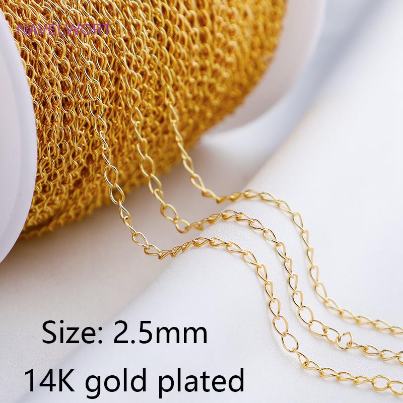Wholesale 14K Gold Plated Brass Metal Loose Chains Bulk Chains For Jewelry Making,DIY Handmade Jewellery Making Supplies