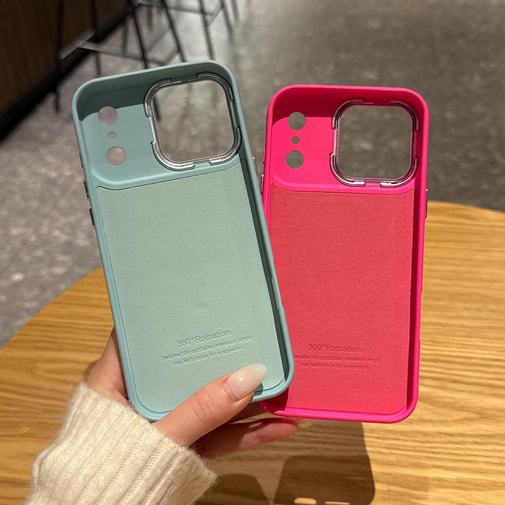 360 Degree Magnetic Suction Rotating Bracket Is Suitable for iPhone17 Apple 16Pro Max Mobile Phone Case 14/15 Solid Color Case