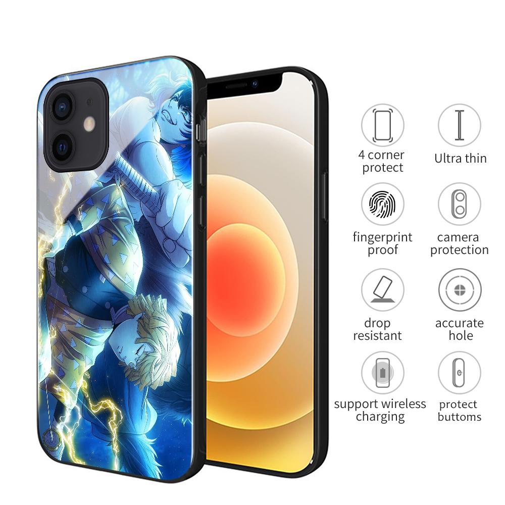 Demon Slayer Agatsuma Zenitsu Phone Case For Iphone 6 6s 7 8 14 Plus X Xr Xs Max 11 12 13 14 Pro Mini Max Tempered Glass Cover