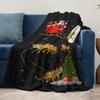 Cheetah Sleigh Christmas Fleece Blanket, Santa with 6 Leopards Under Moonlight, Fantasy Holiday Throw for Unique Decor