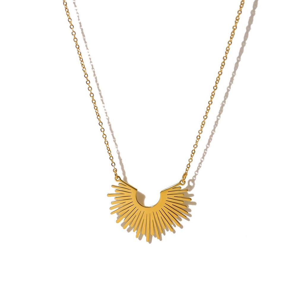 Sunflower Series 18K Gold Plated Necklace - European & American Style, Titanium Steel Clavicle Chain for Women