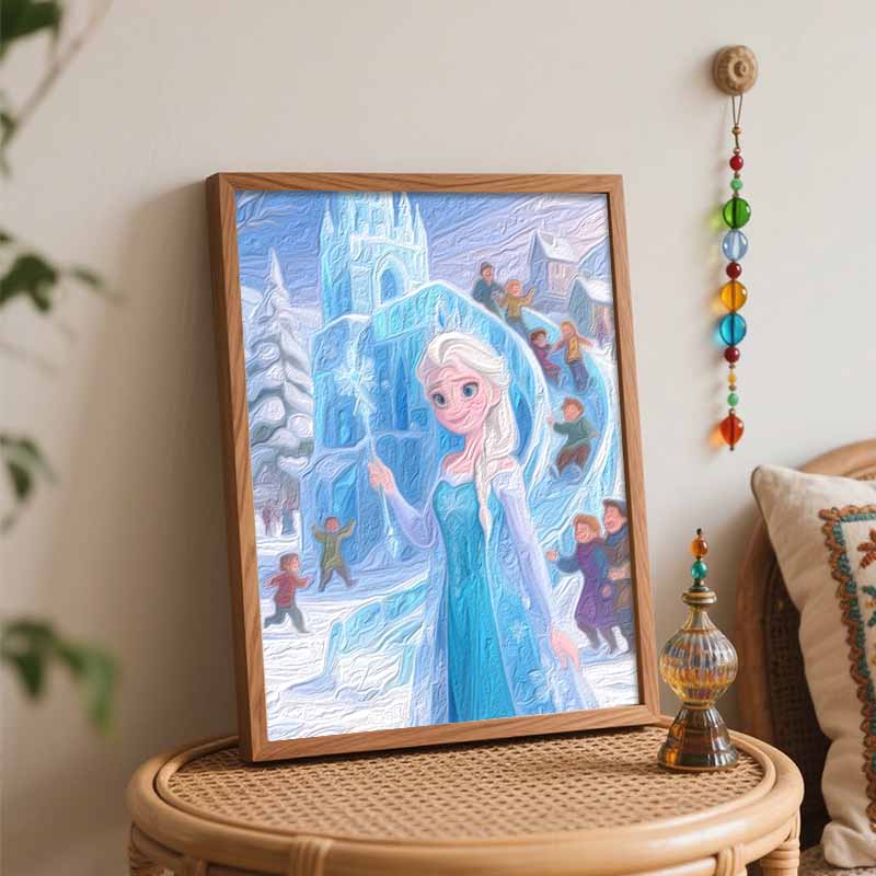 Disney Digital Oil Painting Art Kit Snow Queen Ice Castle Handmade Coloring Painting Home Decor