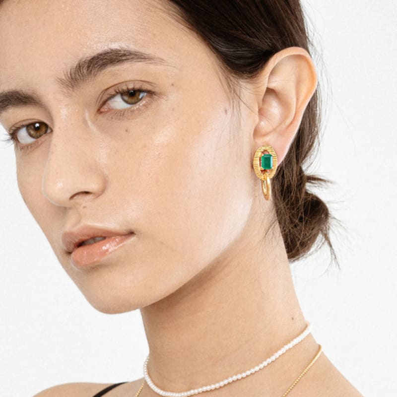 Ahndronico Green Onyx Earring