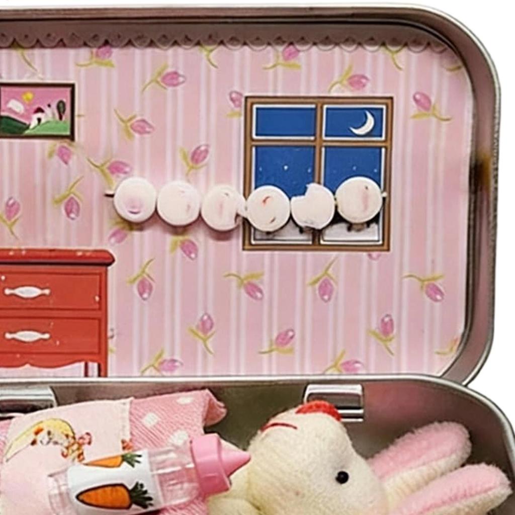 Little Pocket Bunny Plush Toy in Tin Easter Kids Basket Stuffers Cute Bunny Gift for Home Holiday Festival Party Children Girls