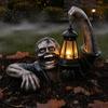 Lighted Zombie Lantern Statues Halloween Creepy Zombie/Skeleton Statue, Resin Horror Figurine Decor, Light Up Ornaments Holding Ornament for