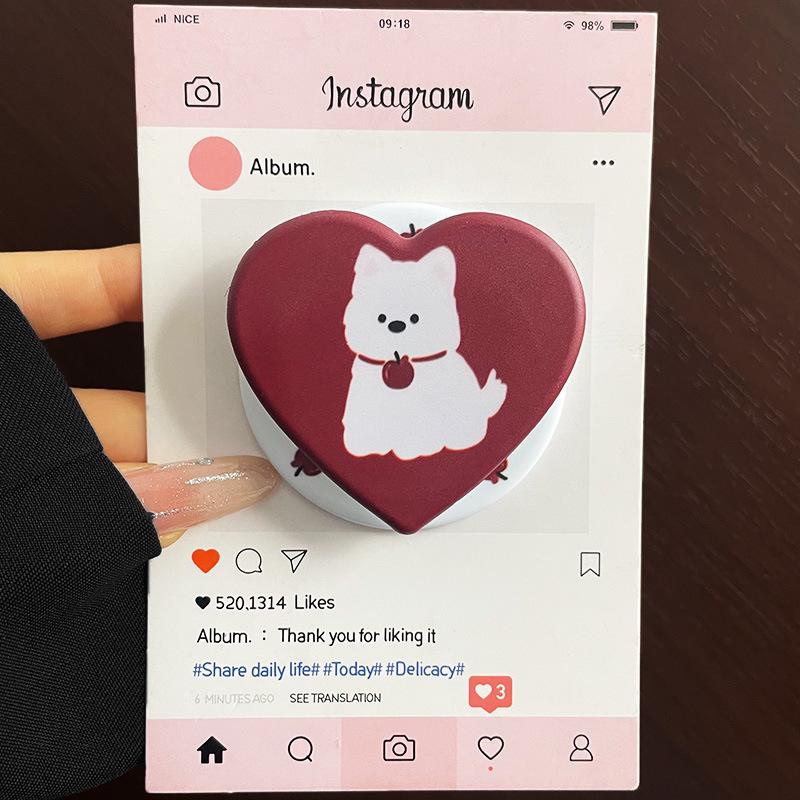 Heart Film Magnetic Phone Holder: Japanese-Korean Style Airbag Stand with Retractable Desktop Support