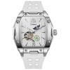 Dulunwe Tonneau Sports Men's Tourbillon Watches Starry Moon Phases Hollow Out Automatic Mechanical Watch Rubber Strap Luminous Wristwatch