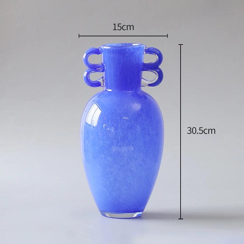 

Candy Color Painted Glass Vase Modern Design Plant Pots Desk Decoration Flowers Arrangement Floral Vases Room Aesthetic Decor синий