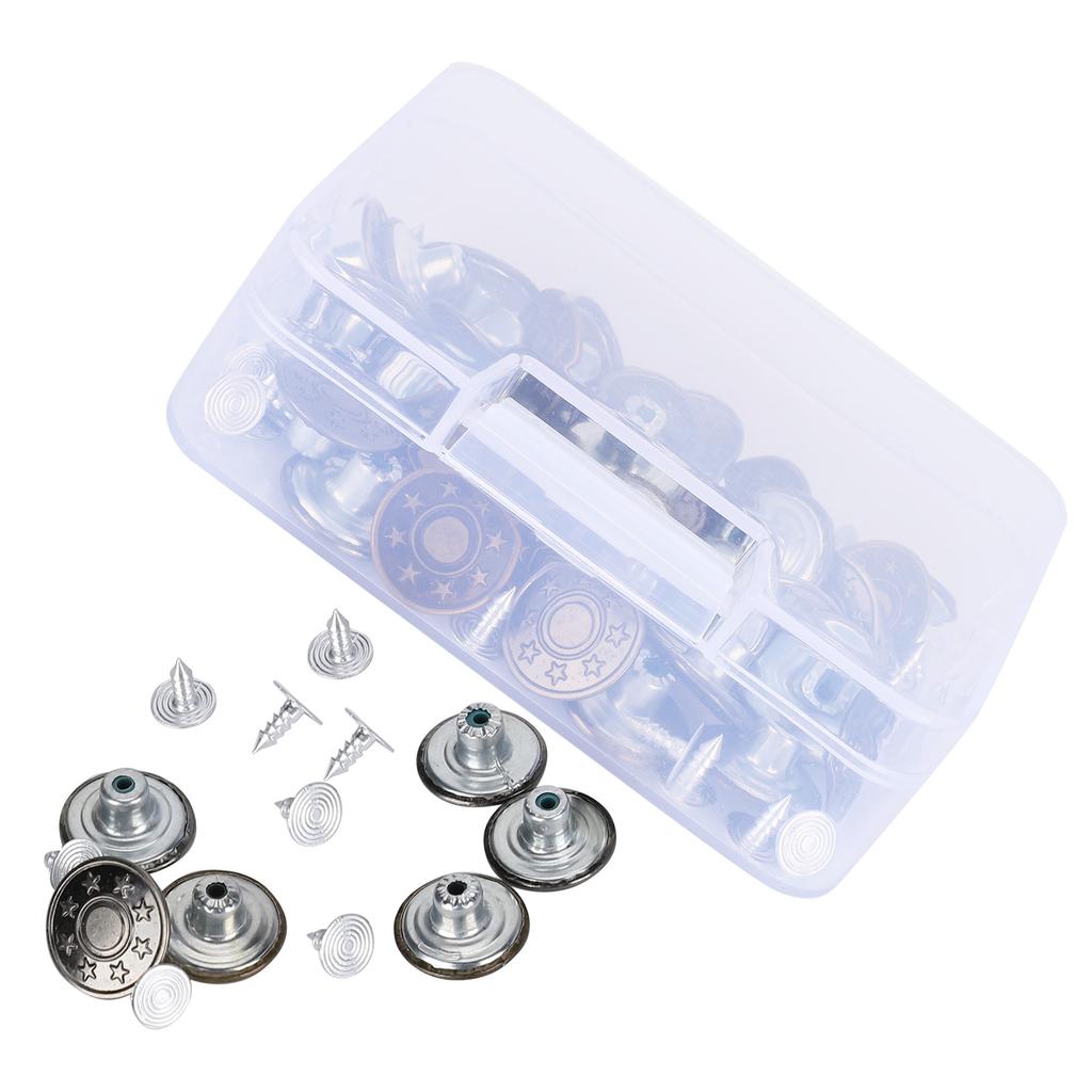 120Pcs Replacement Jeans Buttons Pants Metal Fastener Tack Kit Clothing Accessories