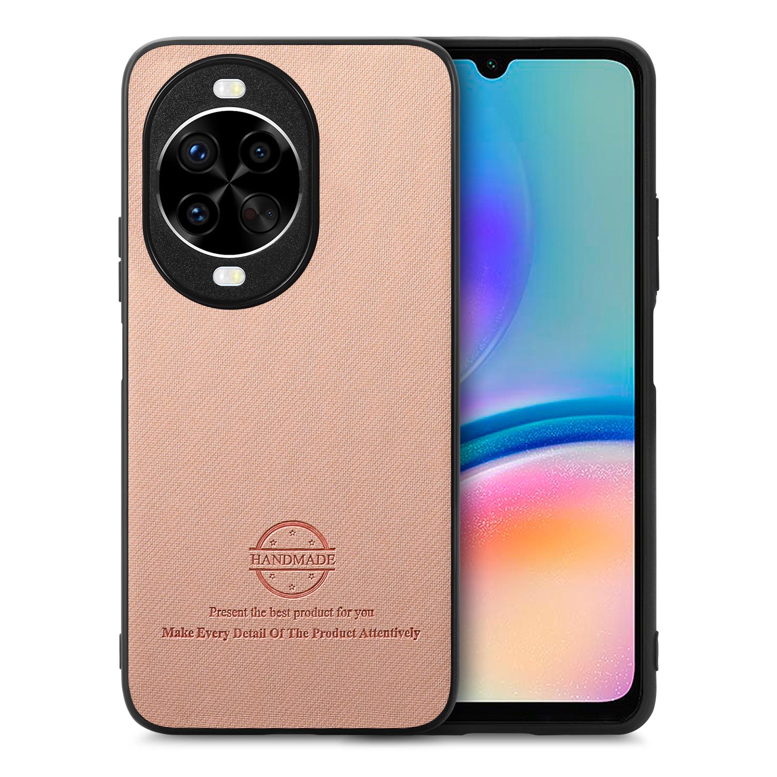 

For Huawei nova 14 Pro 5G Leather Phone Back Cover with Cloth Texture Pink