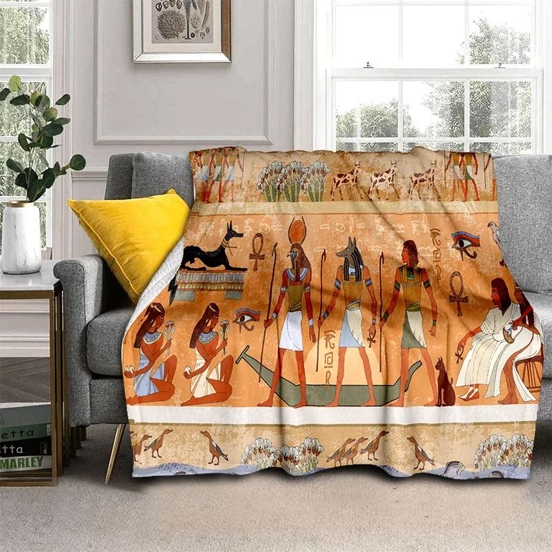 Pharaoh Egyptian Mythology Hieroglyphics Blanket,Soft Throw Blanket for Home Bedroom Bed Sofa Picnic Travel Office Cover Blanket