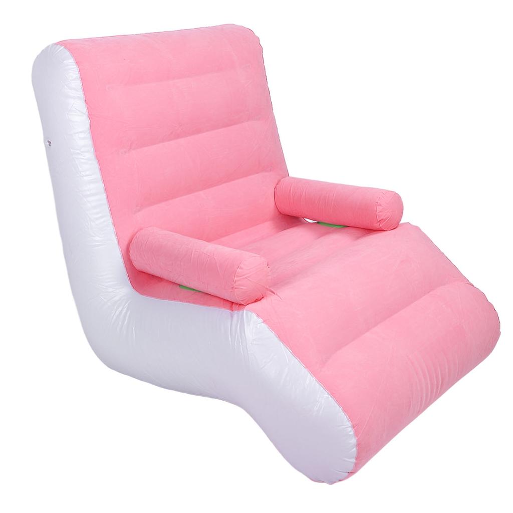 Inflatable Sofa Ergonomic S Shaped Portable Soft Flocking   Blow Up Couch for Home Travel  