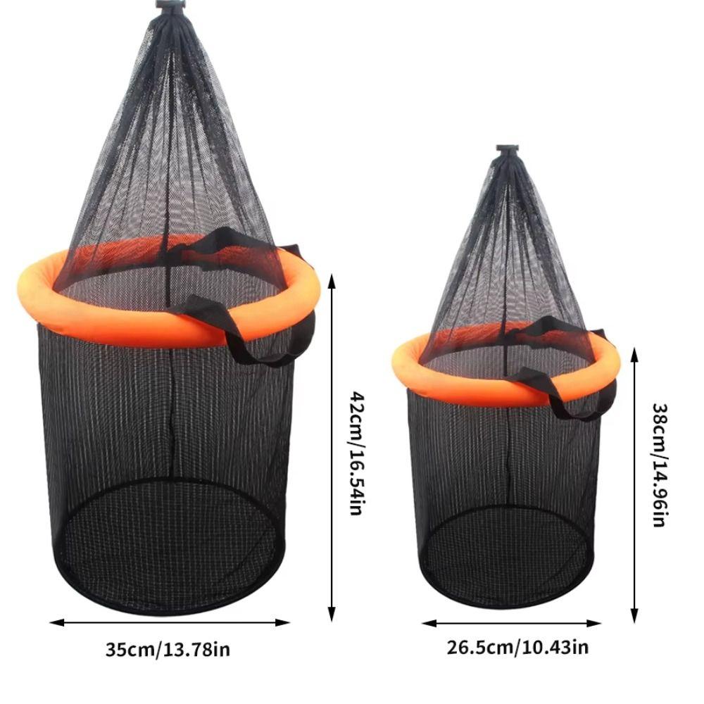 Collapsible Floating Fishing Bait Basket Bright Orange Fish Keeper Live Fish Net Outdoor Sports