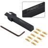 Magnetischer Werkzeughalter 10 Stück MGMN200 Hartmetall-Wendeplatten Goldene Klingen + 1 Stück MGEHR1010-2 Drehmeißelhalter Bohrstange Mit Schraubenschlüssel
