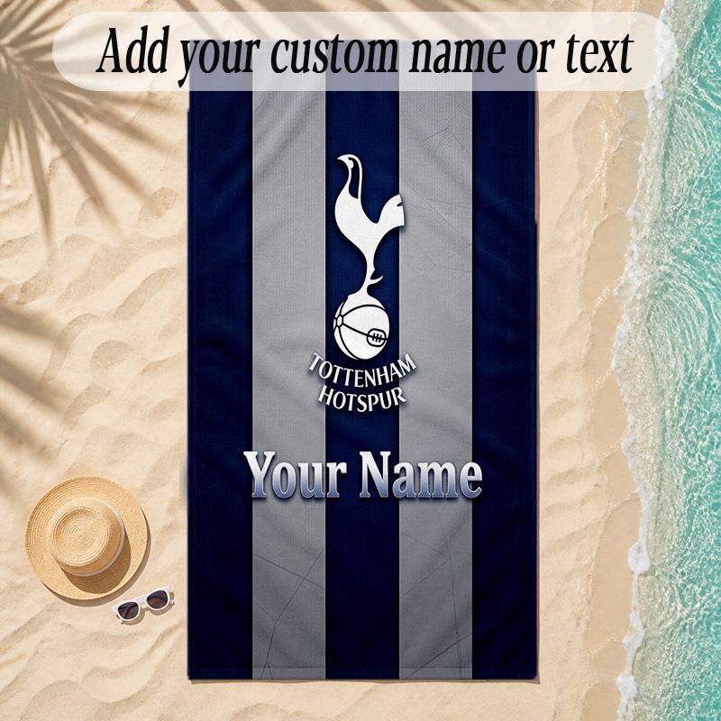 Beach TowelTottenham Hotspur FC Custom Name Text Personalized Soft Towel for Beach Pool Indoor Home Decor Gift