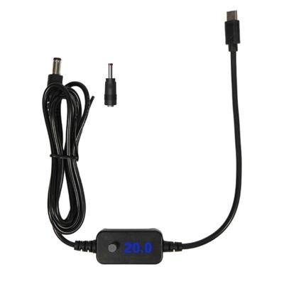 Type C To 5.5x2.5mm Charging Wire With Digital Display 5V 9V 12V 15V 20V Adjustable with 3.5mm Connector for Electronic