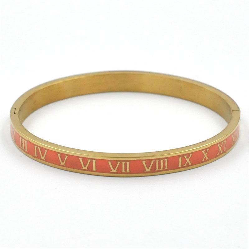 Vintage Roman Letter Bangles & Bracelets for Women Black Gold Numeral Color Charm Cuff Bangles Stainless Steel Jewelry