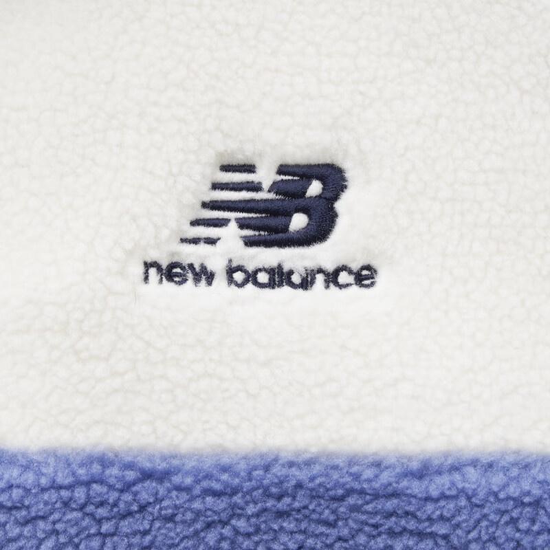 New Balance Plus Colorblock Patch Detail Zip Up Teddy Jacket Asia Sizing 'White Blue Black' Unisex 6DC44823-NV