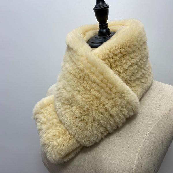 Women Long Ring Scarf Real Rex Rabbit Fur Knitted Neck Warmer Winter Stylish Warm Ring Scarves
