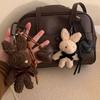 Plush bunny pendant leather love bag pendant cartoon doll cute keychain gift miu series
