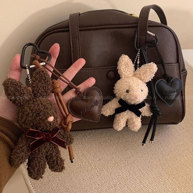 Plush bunny pendant leather love bag pendant cartoon doll cute keychain gift miu series