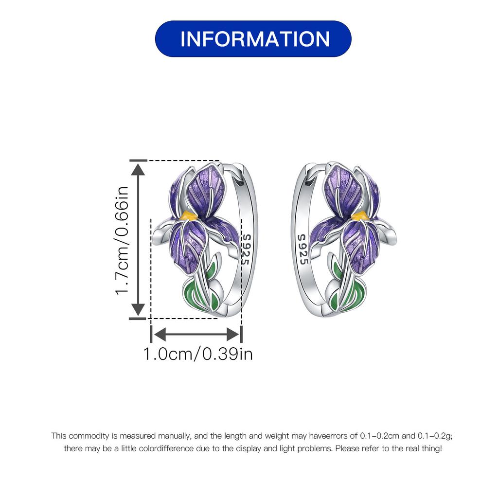 925 Sterling Silver Purple Flowers Series Earring Jewelry Versatile Hoop Earrings For Women Jewelry Fine Birthday Party Gifts