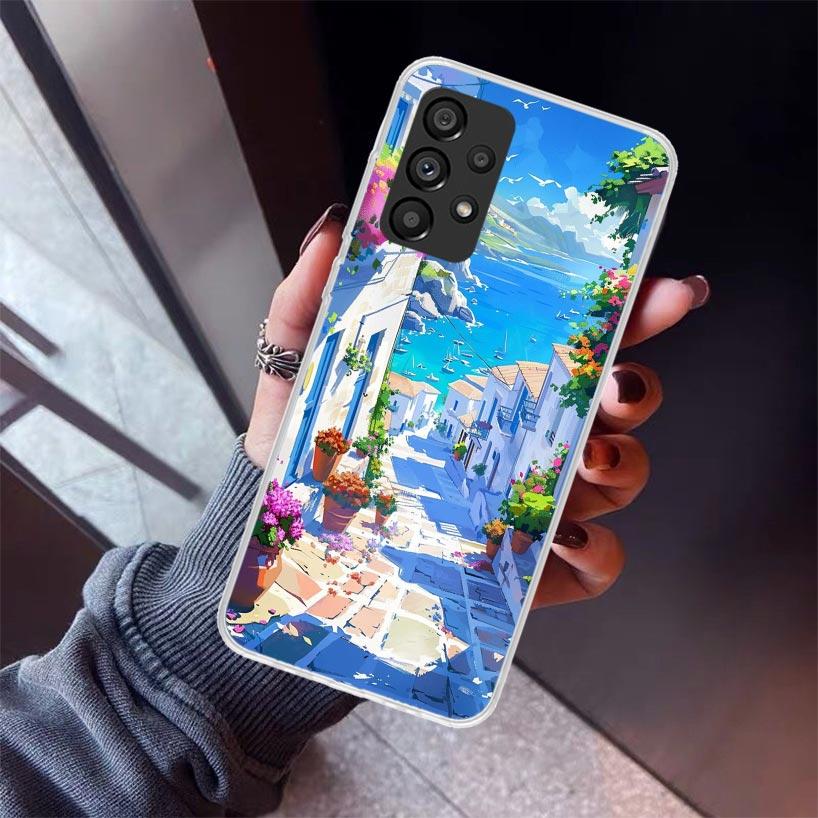 Greece In Summer Santorini Phone Case For Samsung Galaxy A12 A52S A42 A32 A22 A51 A50 Note 20 Ultra 10 S10 Plus A71 A70 A31 A30