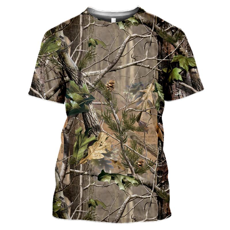 New Outdoor Hunting Camouflage T-shirt for Men 3D Printed Summer Cool Military Top Sports Camouflage Camp Gym T-shirt