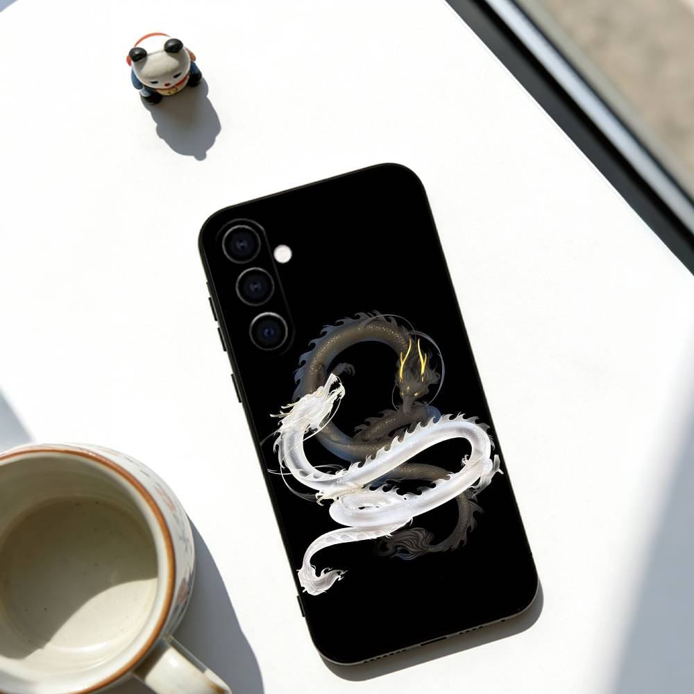 

Yin Yang Dragon Art Phone Case Black Silicone Soft For Samsung Galaxy A73,A72,A71,A70,A53,A52,A51 Samsung a40