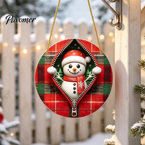 Indoor Holiday Home Ornaments Double-sided Acrylic Christmas Hanging Ornaments, Xmas Cartoon Snowman/Penguin/Gingerbread Man/Santa Claus Lightweight