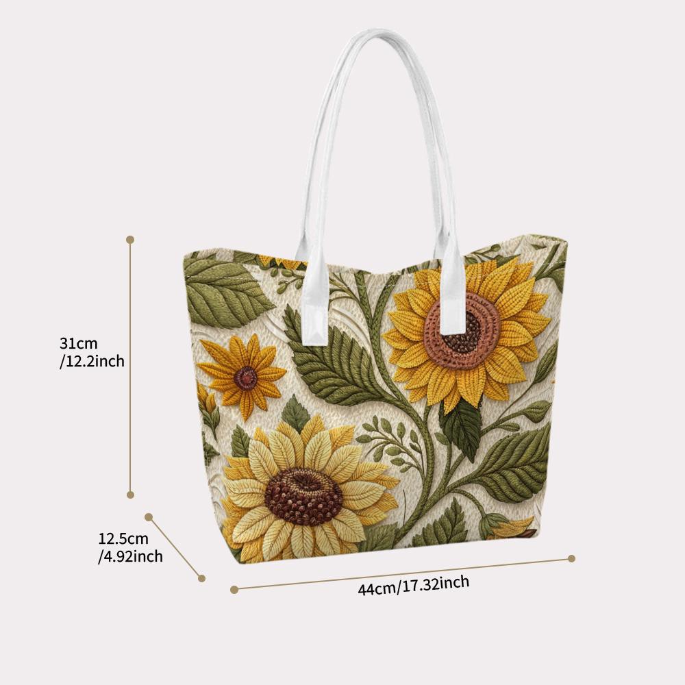Sunflower Print Tote Bag Large Capacity Stylish Shoulder Bag for Daily Use