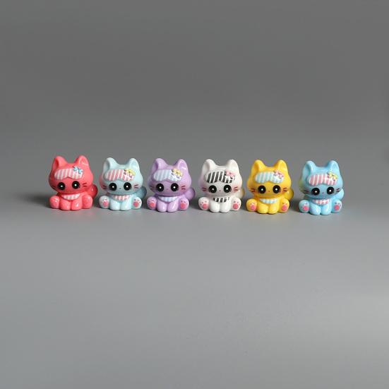 3 Pezzi Mini Gatti in Resina, Gatti in Miniatura Cartoni Animati Modello Animale per Giardino delle Fate, Paesaggio Muschio, Artigianato Terrario Fai-da-te, Decorazione per Torta