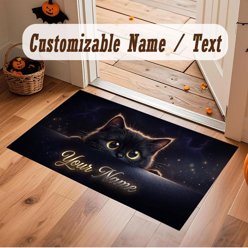 Tapete de Chão de Veludo Cristal Tema Gato Nome Personalizado Texto Tapete Quente Decoração de Casa