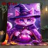 Wizard Cat 2D Flat Pattern Flannel Blanket High Quality All Seasons Warmth and Comfort Perfect for Christmas Gifts.SMT0917445