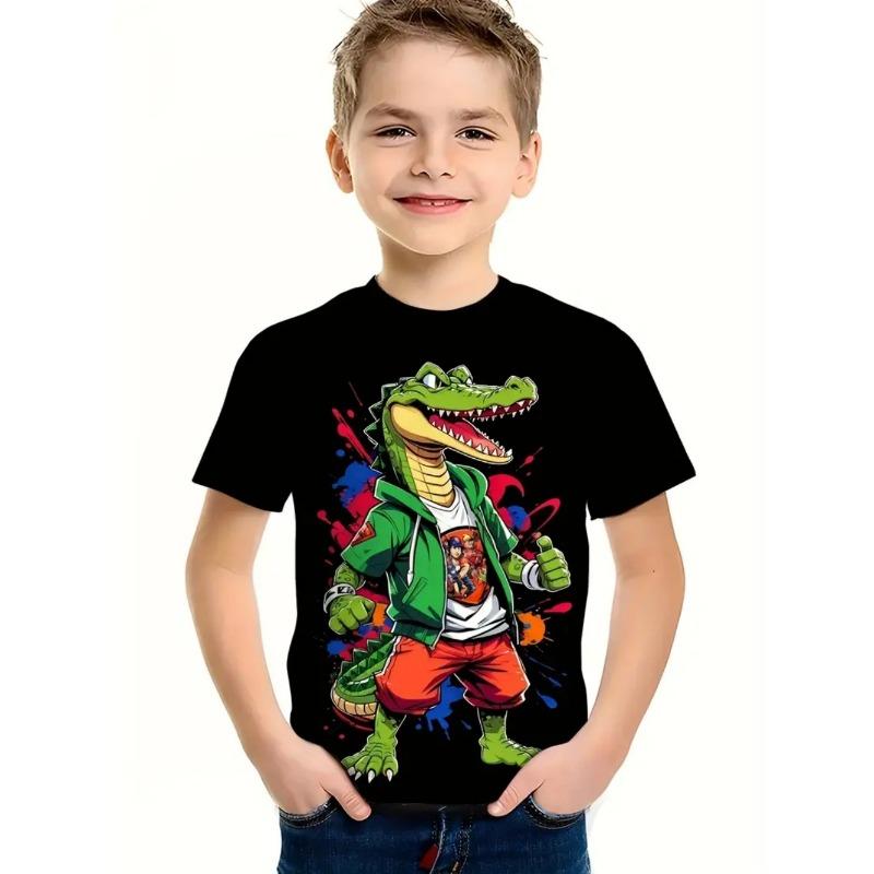 Boys Kids Clothes 3D Print Cartoon Dinosaur Graphic T Shirts