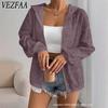Women's Fashion Casual Spring Autumn Solid Color Print Long Sleeve Hooded Blouses & Shirts