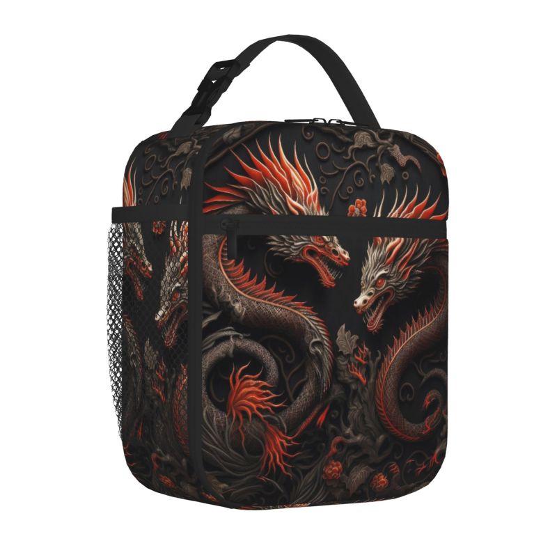 

Red Dragon Insulated Lunch Bag Reusable Waterproof Thermal Lunch Box Oxford Cooler Bento Tote Bag for Work Travel Picnic Beach