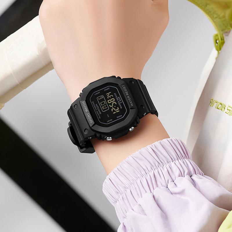 SANDA Square Electronic Watch Colourful Creative Personality Candy Colour Waterproof Alarm Clock Electronic Watch