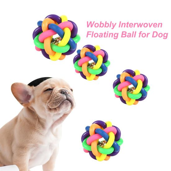4Pcs Dog Wobbly Ball Teeth Cleaning Bite Resistant Sturdy Dog Wobbly Interwoven