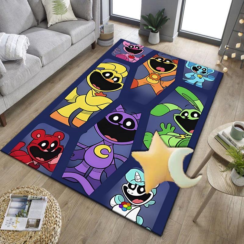 Happy smiling Cartoon Characters Office Rug Chair Mat, Game Carpet, Suitable for Front Door, Bedroom, Living Room, Desk, Holiday Gift